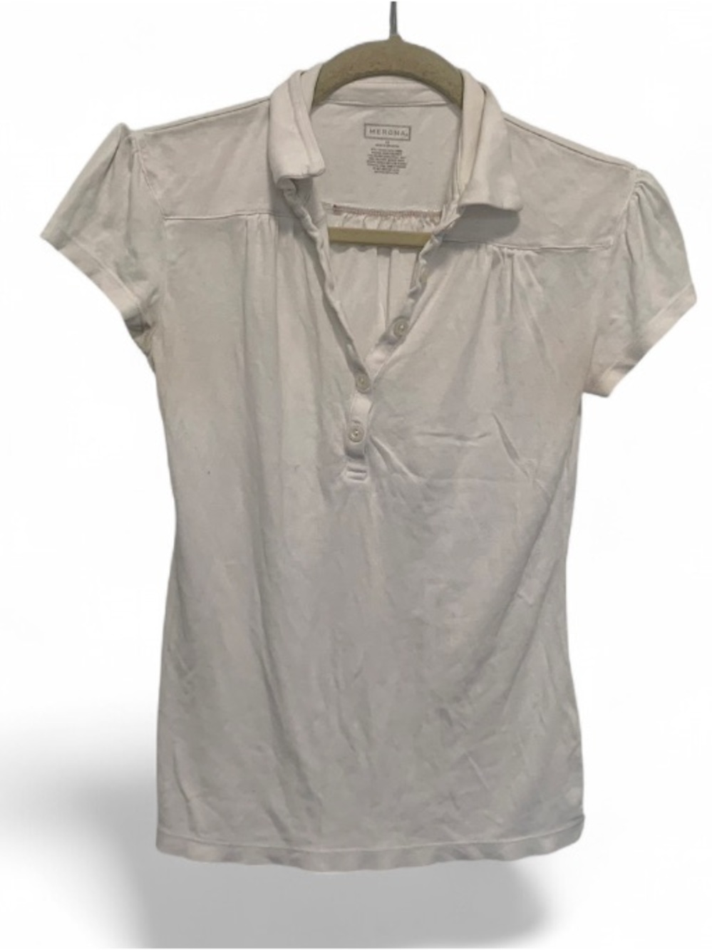 Merona White Short Sleeve Button Neck Cap Sleeve Polo Shirt